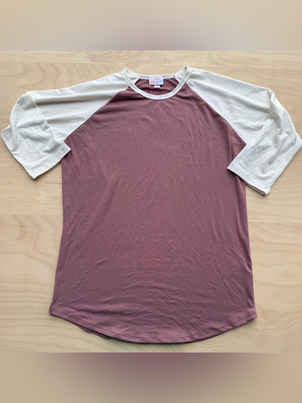 LuLaRoe 3/4 Sleeve Raglan Baseball Tee Pink and White Simply Comfortable size M
